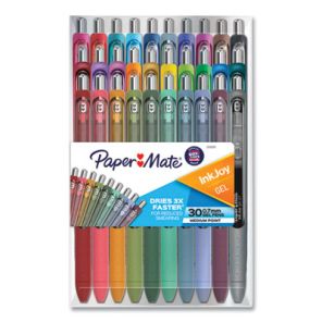 Paper mate® InkJoy Gel Pen, Retractable, Medium 0.7 mm, Assorted Ink and Barrel Colors, 30/Pack