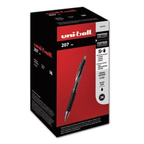 Uni-ball® Signo 207 Gel Pen Value Pack, Retractable, Medium 0.7 mm, Black Ink, Translucent Black Barrel, 36/Box 