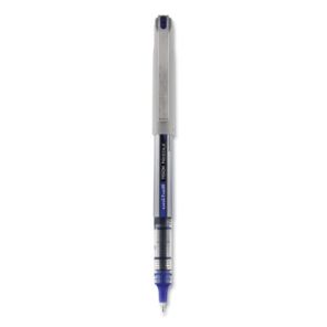 Uni-ball® VISION Needle Roller Ball Pen, Stick, Fine 0.7 mm, Blue Ink, Silver Barrel, Dozen 