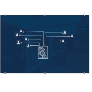 Visionary Hierarchy Magnetic Glass Dry Erase Board – Navy 48
