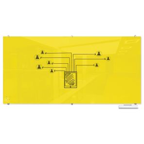 Visionary Hierarchy Magnetic Glass Dry Erase Board – Yellow 48