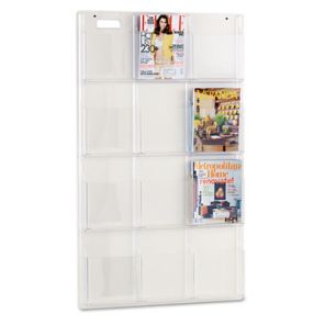 Safco® Reveal Clear Literature Displays, 12 Compartments, 30w x 2d x 49h, Clear 