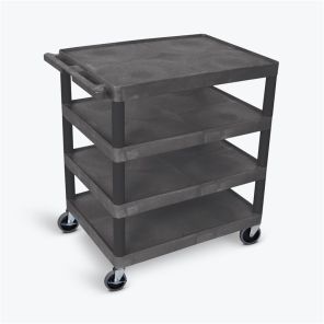 Luxor Workspaces Four Flat-Shelf Structural Foam Plastic Cart