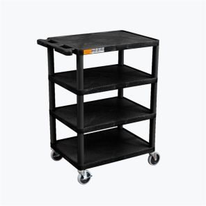 Luxor Workspaces Four Flat-Shelf Structural Foam Plastic Cart