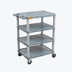 Luxor Workspaces Four Flat-Shelf Structural Foam Plastic Cart