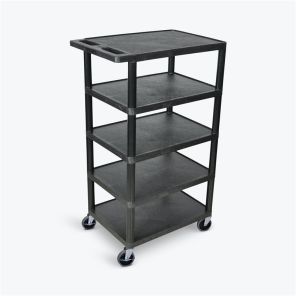 Luxor Workspaces Five Flat-Shelf Structural Foam Plastic Cart