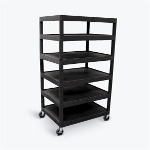Luxor Workspaces Six Flat-Shelf Structural Foam Plastic Cart