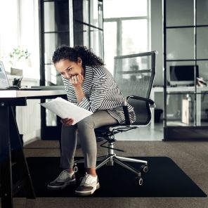 Advantagemat® Black Vinyl Rectangular Chair Mat for Carpets - 29.5