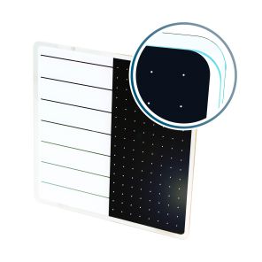 Viztex® Glacier White & Black Plan & Grid Glass Dry Erase Board 14