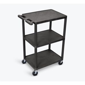 Luxor Workspaces Utility Cart - 3 Shelves Structural Foam Plastic
