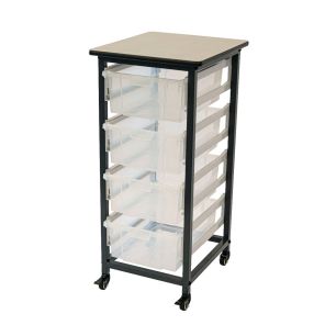 Luxor Workspaces Mobile Bin Storage Unit - Single Row with Large Clear Bins