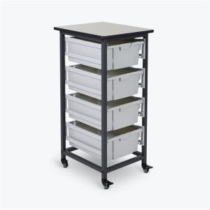 Luxor Workspaces Mobile Bin Storage Unit - Single Row with Large Gray Bins