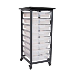 Luxor Workspaces Mobile Bin Storage Unit - Single Row with Small Clear Bins