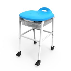 Luxor Workspaces Adjustable-Height Stackable Classroom Stool with Wheels and Storage 