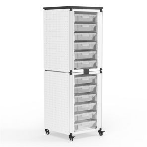 Luxor Workspaces Modular Classroom Storage Cabinet - 2 stacked modules with 12 small bins 