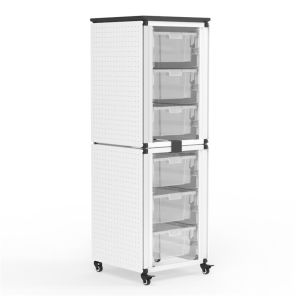 Luxor Workspaces Modular Classroom Storage Cabinet - 2 stacked modules with 6 large bins