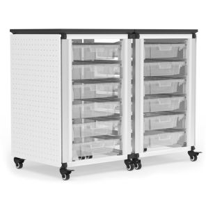 Luxor Workspaces Modular Classroom Storage Cabinet - 2 side-by-side modules with 12 small bins 