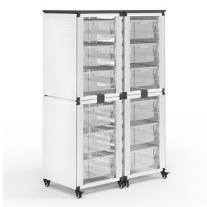 Luxor Workspaces Modular Classroom Storage Cabinet - 4 stacked modules with 12 large bins