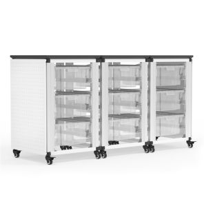 Luxor Workspaces Modular Classroom Storage Cabinet - 3 side-by-side modules with 9 large bins
