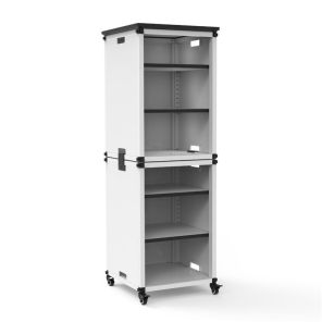 Luxor Workspaces Modular Classroom Bookshelf - Narrow Stacked Modules with Casters and Tabletop