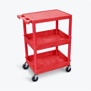 Luxor Workspaces Flat Top and Tub Middle/Bottom Shelf Cart