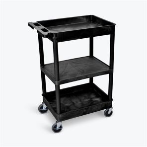 Luxor Workspaces Top/Bottom Tub and Flat Middle Shelf Cart