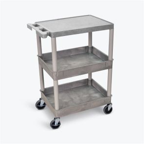 Luxor Workspaces Flat Top and Tub Middle/Bottom Shelf Cart