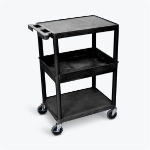 Luxor Workspaces Flat Top/Bottom and Tub Middle Shelf Cart