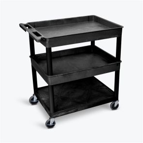 Luxor Workspaces Large Tub Top/Middle and Flat Bottom Shelf Cart
