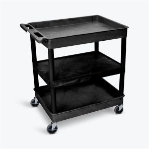Luxor Workspaces Large Tub Top/Bottom and Flat Middle Shelf Cart