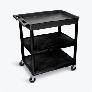 Luxor Workspaces Large Tub Top and Flat Middle/Bottom Shelf Cart