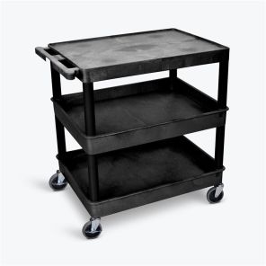 Luxor Workspaces Large Flat Top and Tub Middle/Bottom Shelf Cart