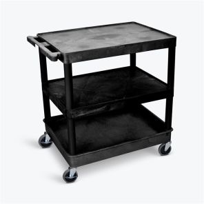 Luxor Workspaces Large Flat Top/Middle and Tub Bottom Shelf Cart