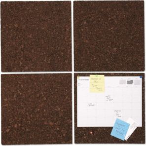 Universal® Cork Tile Panels, Dark Brown, 12 x 12, 4/Pack 