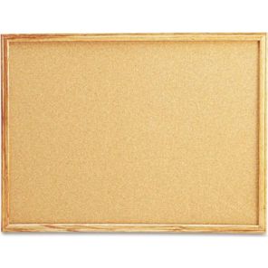 Universal® Cork Board with Oak Style Frame, 36 x 24, Natural, Oak-Finished Frame 
