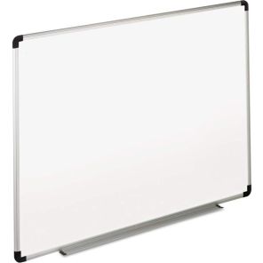 Universal® Dry Erase Board, Melamine, 72 x 48, White, Black/Gray Aluminum/Plastic Frame 