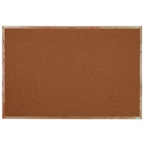 Natural Pebble Grain Cork Bulletin Board Oak Frame 48