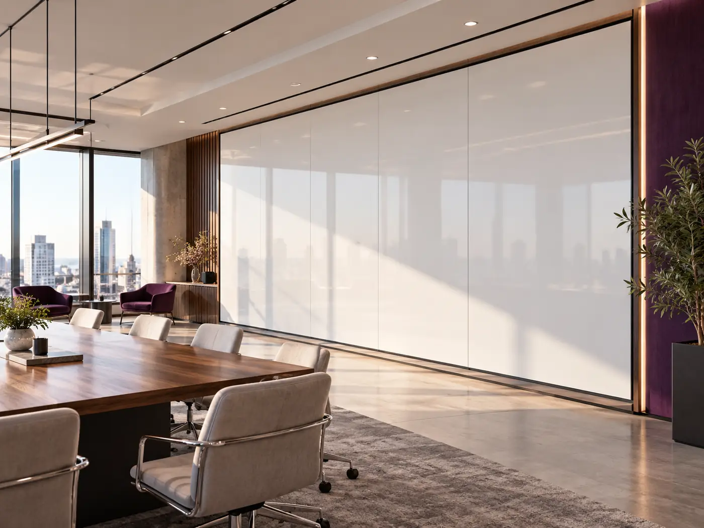 Architectural whole wall whiteboard solution